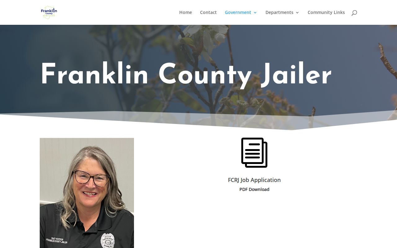 Franklin County Jailer page with regional jail information