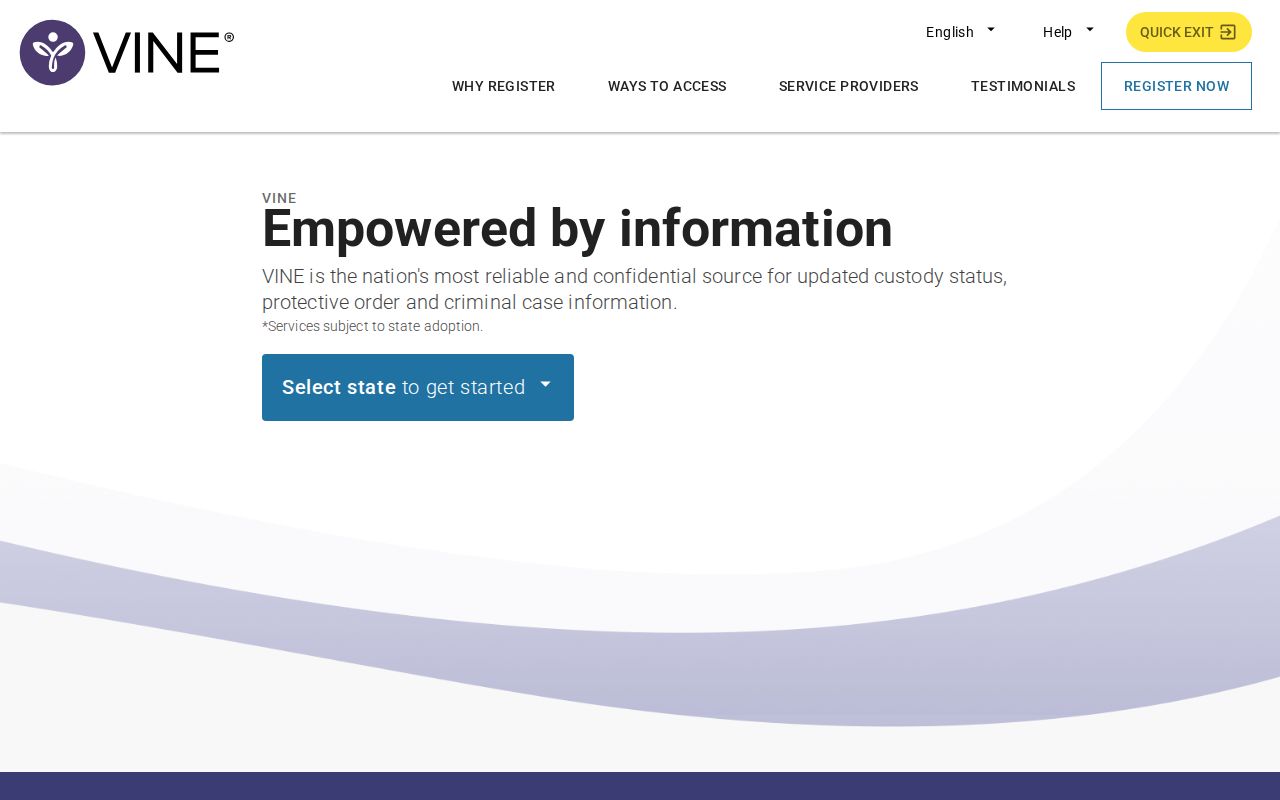 VINELink interface used to select Kentucky and search for a custody record